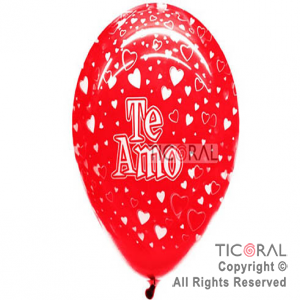 GLOBO S R12 INF CRISTAL ROJO TE AMO x 10